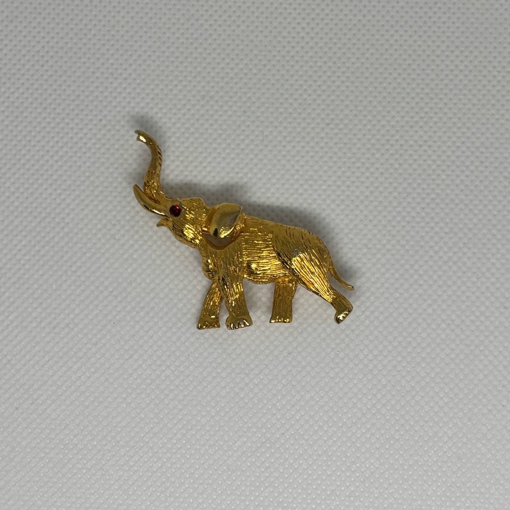 Vintage Faux Ruby Elephant Eye Brooch Pin